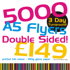 5000 A5 flyers double sided £149